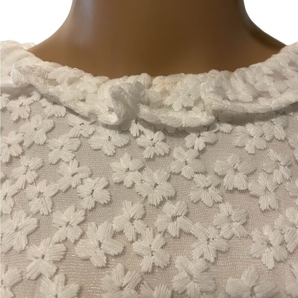 JILL Jill Stuart white floral lace ruffle sleeve blouse size large - Picture 3 of 13